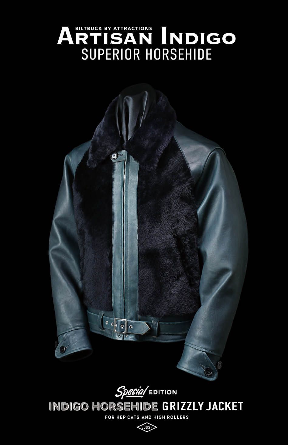 Lot.500SP Indigo Horsehide Grizzly Jacket