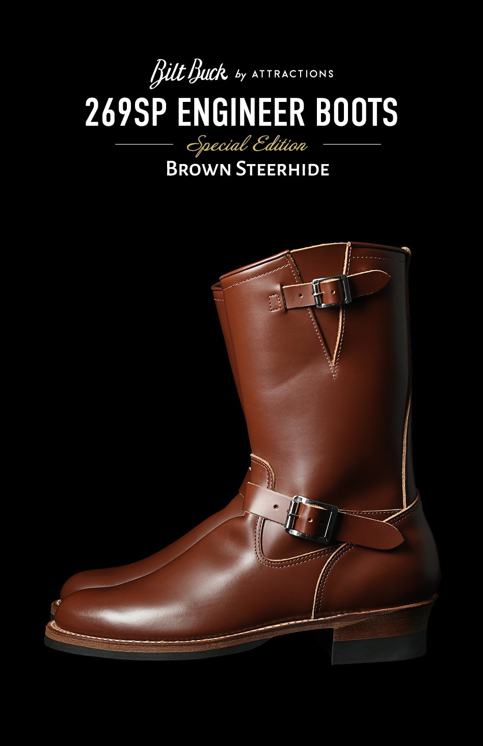 Lot.269SP  Steerhide Engineer Boots <br>-Brown×Nickel-