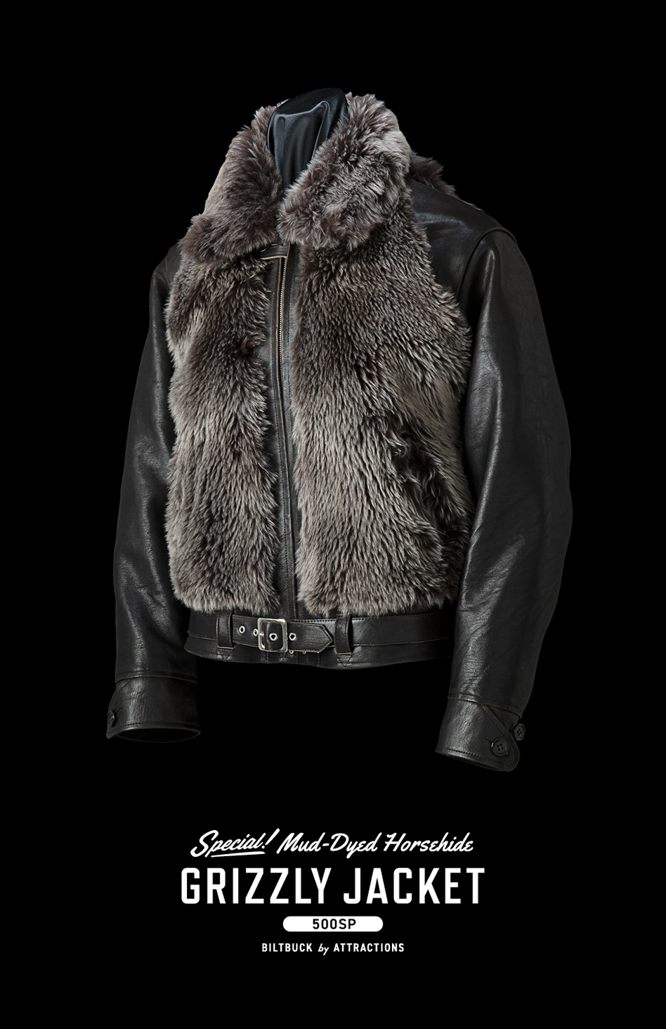 Lot.500SP Mud-Dyed Horsehide Grizzly Jacket